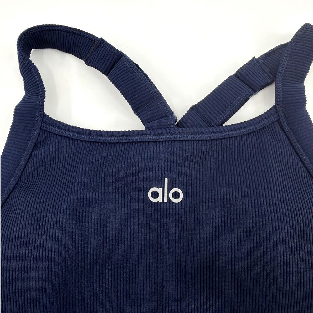 Alo Yoga Navy Seamless Ribbed Favorite Bra Tank Size XS - Picture 4 of 9